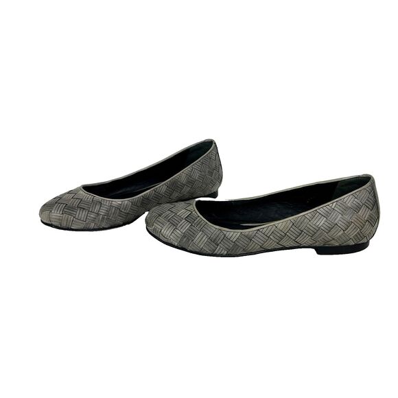 Cole Haan Woven Braided Gray Leather Ballet Flats Classic Slip On Shoes Womens 7 - Picture 4 of 13